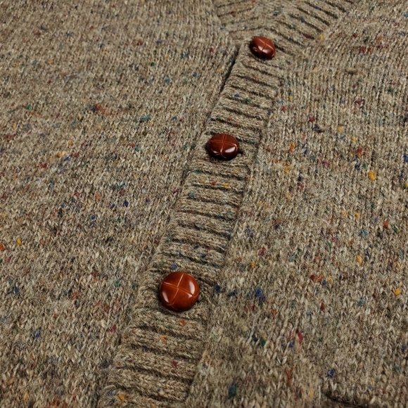 Vintage Robert Bruce Wool Cardigan Sweater Mens Large Speckled Dark Academia - Picture 6 of 9